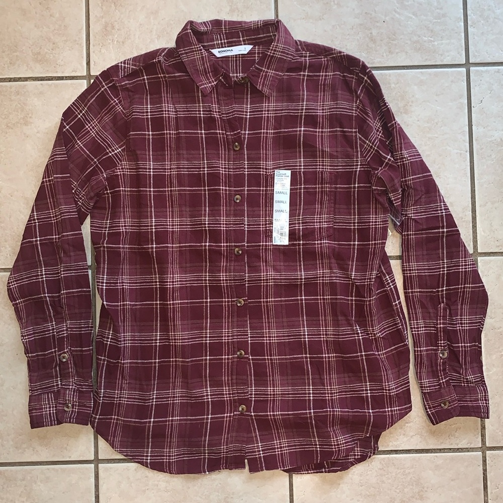 Burgundy Sonoma Supersoft Flannel Shirt Size Small